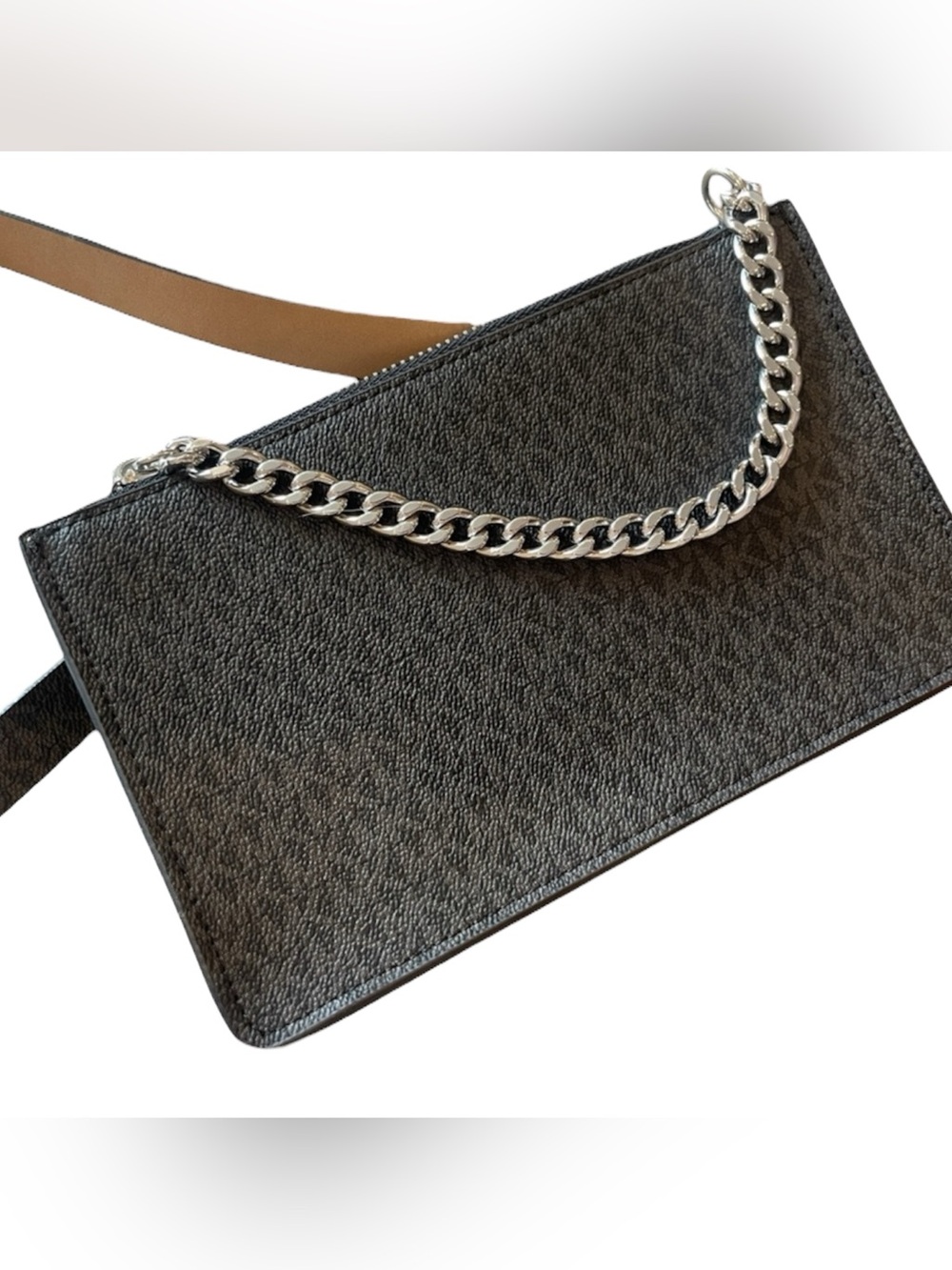 Michael Kors Black Belt Bag with Chain Detail